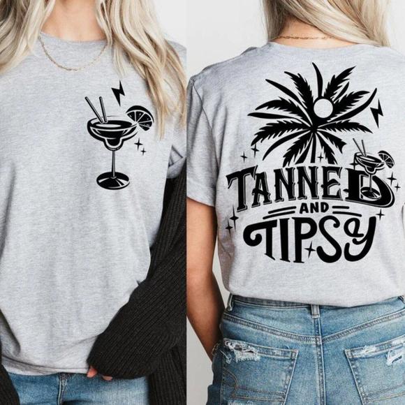 Tanned And Tipsy Beach Shirt, Summer Shirt, Summer Vibes Shirt, Funny Beach Tee - Picture 1 of 4
